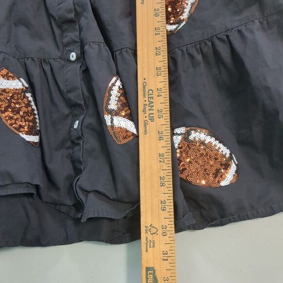 PEACH LOVE CALIFORNIA SEQUIN FOOTBALL BABYDOLL dress large black game day touchd - Picture 4 of 6